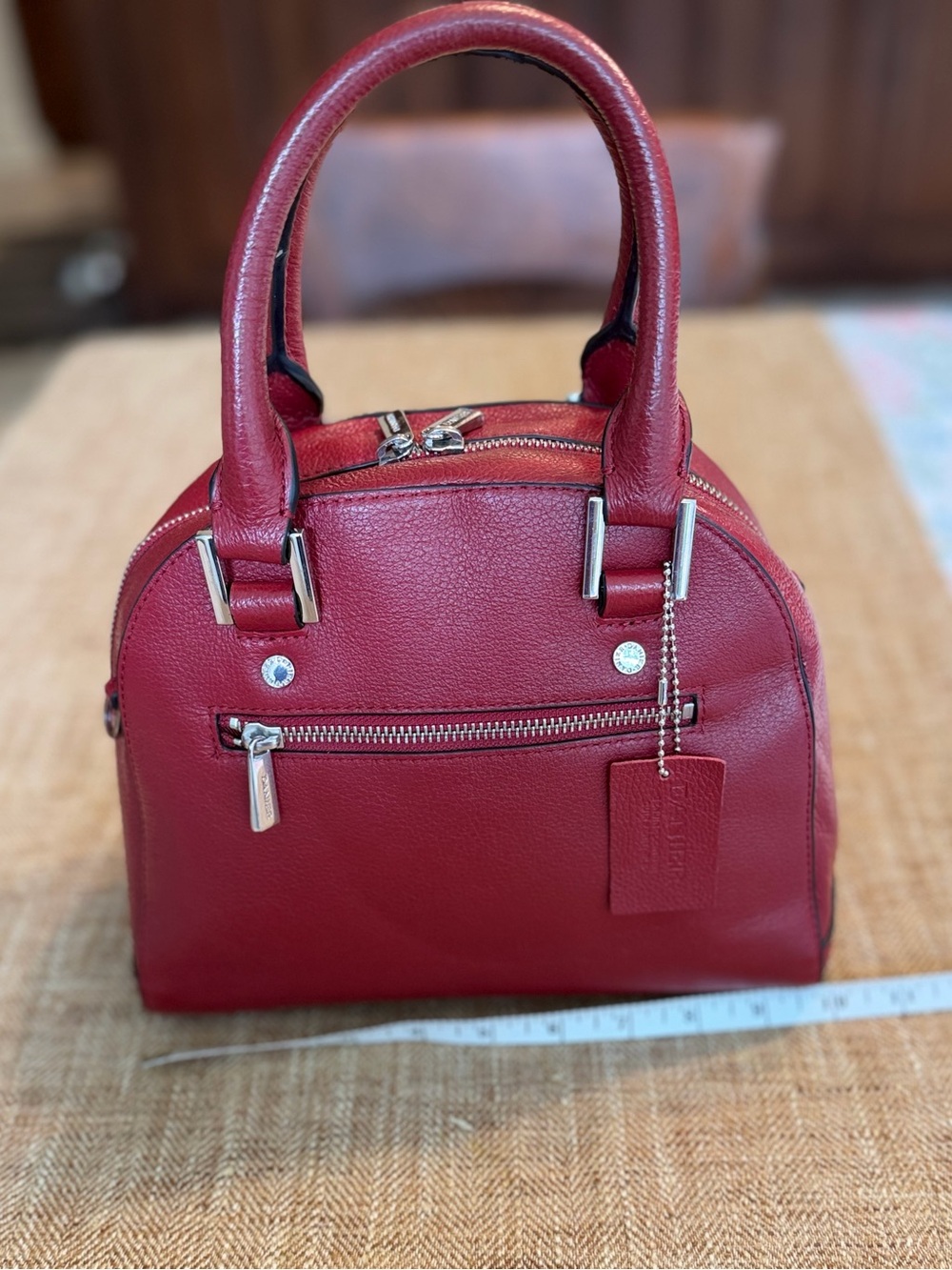 Danier Classic Red Dome Satchel Handbag
